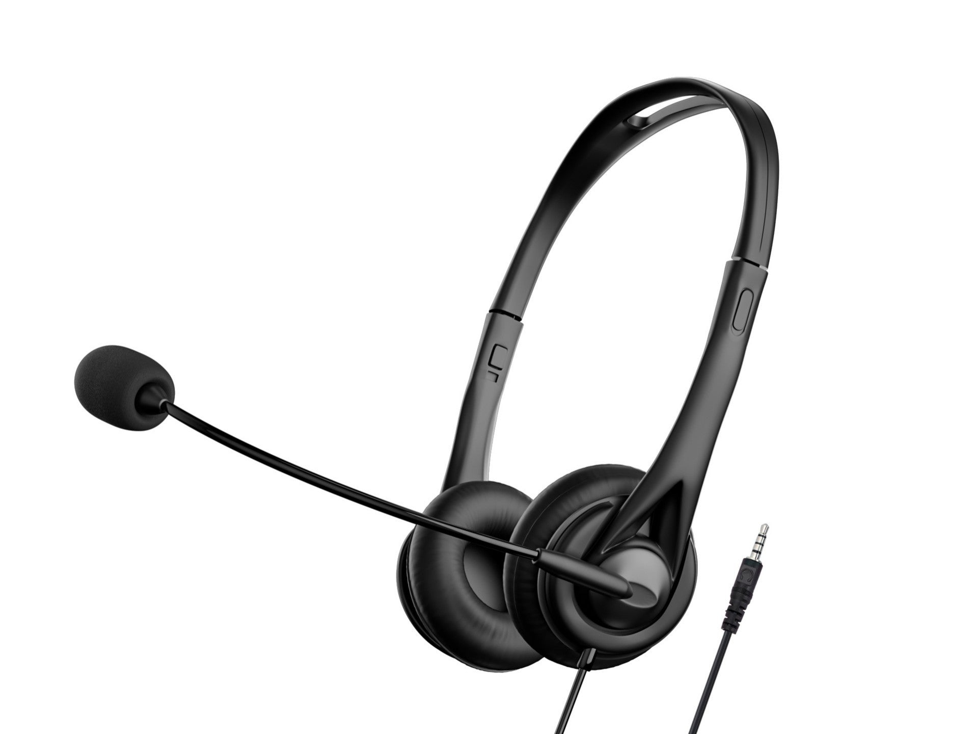 Techancy Auricular Binaural com Fio 3.5mm TH5233 com Microfone Cancelamento de Ruido para Call Center Escritorio Reunioes e Jogos Compatibel PC Telemovel Consolas
