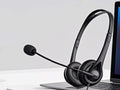Techancy Auricular Binaural com Fio 3.5mm TH5233 com Microfone Cancelamento de Ruido para Call Center Escritorio Reunioes e Jogos Compatibel PC Telemovel Consolas